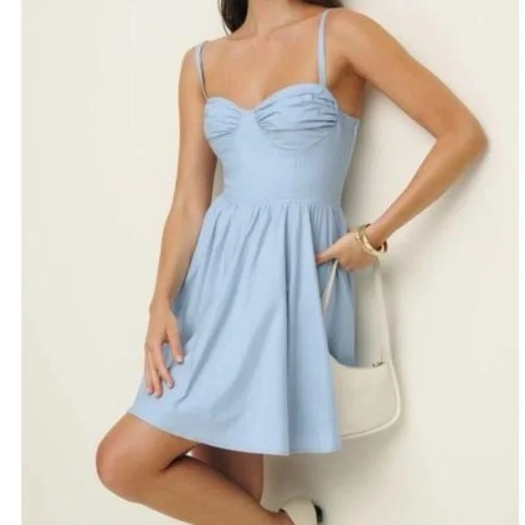 Reformation blue mini dressNEW